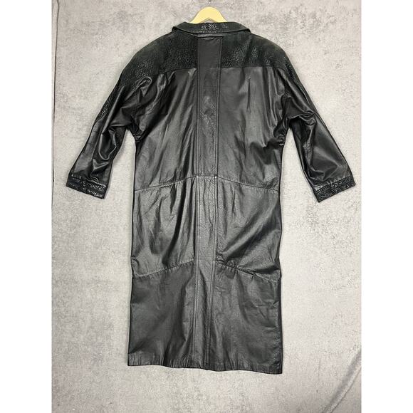 Vintage Roberta Di Castelli Leather Coat Womens Medium Long Mob Wife Matrix 90s - Picture 11 of 15